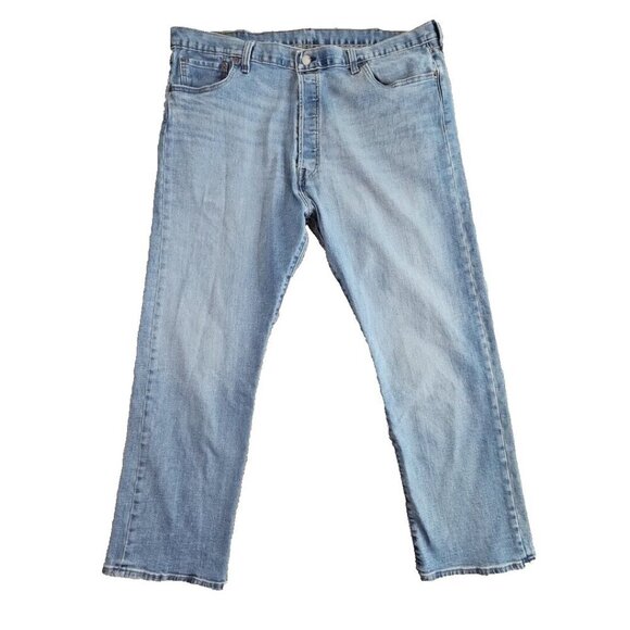 Levi's 501 Jeans Men's 42x30 Straight Leg Blue Denim Button Fly Faded Y2K Grunge - Picture 1 of 12